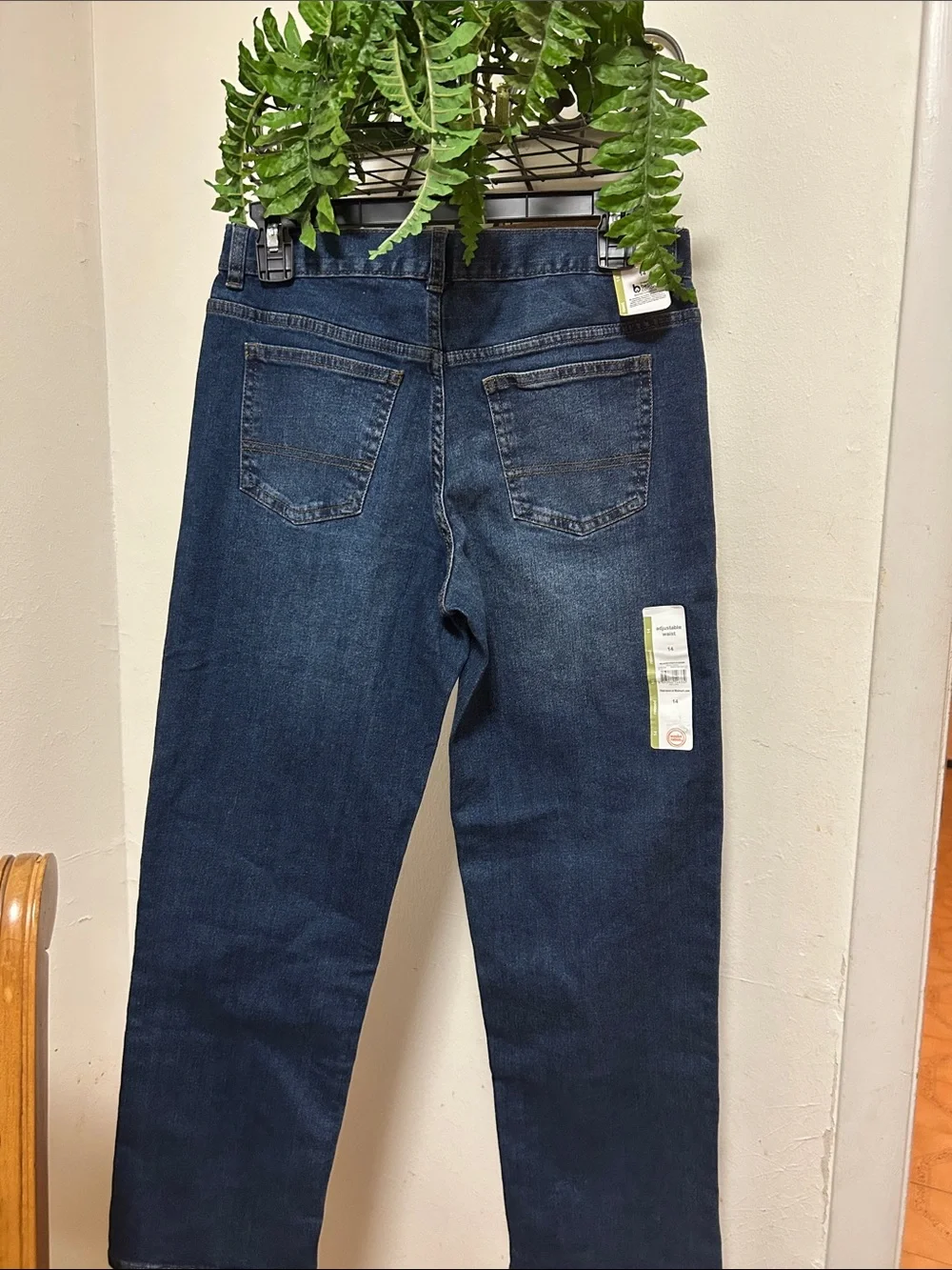 Wonder Nation Boy's Relaxed Fit Straight Leg Medium Blue Washed Jeans.